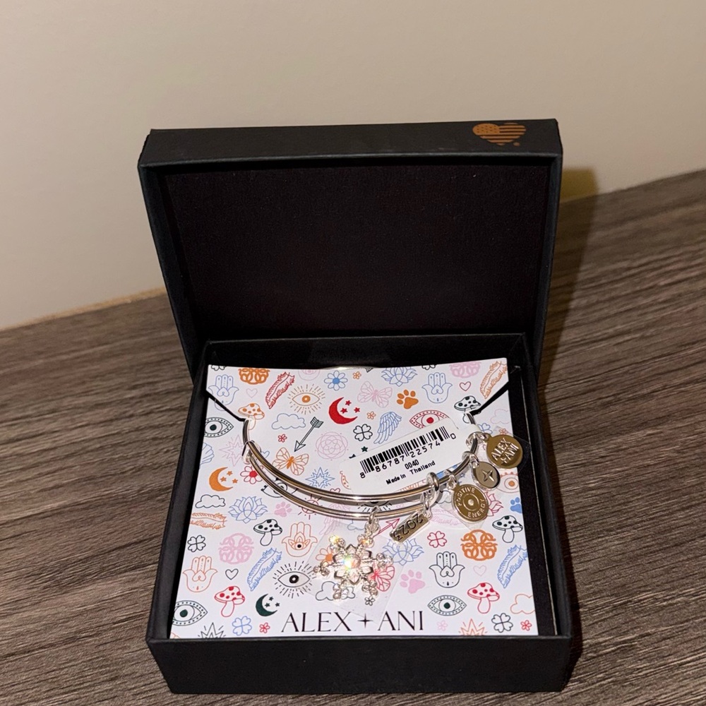 Alex and Ani Gold and Silver Snowflake Charm Bracelet 2023